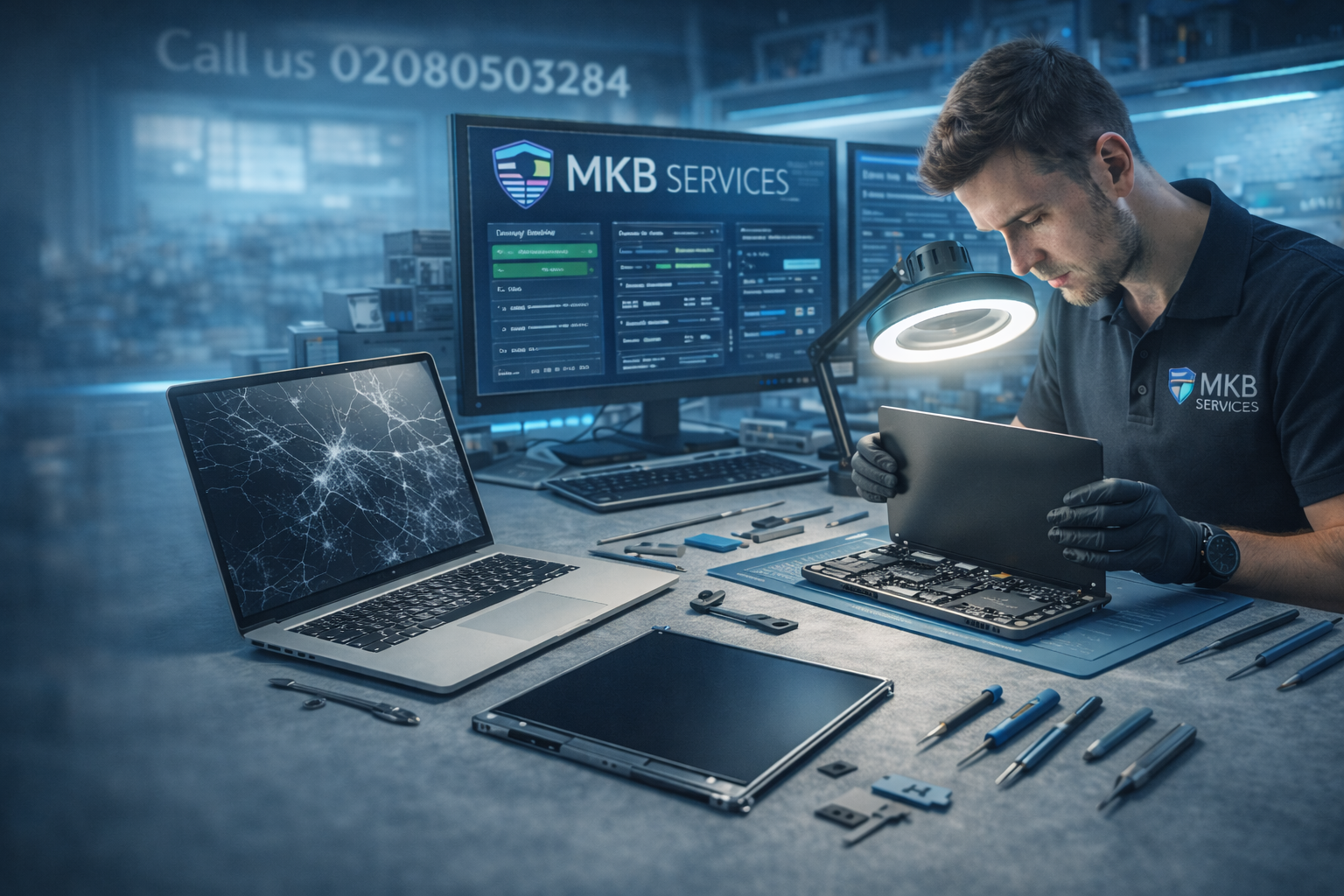 Laptop screen repair in progress