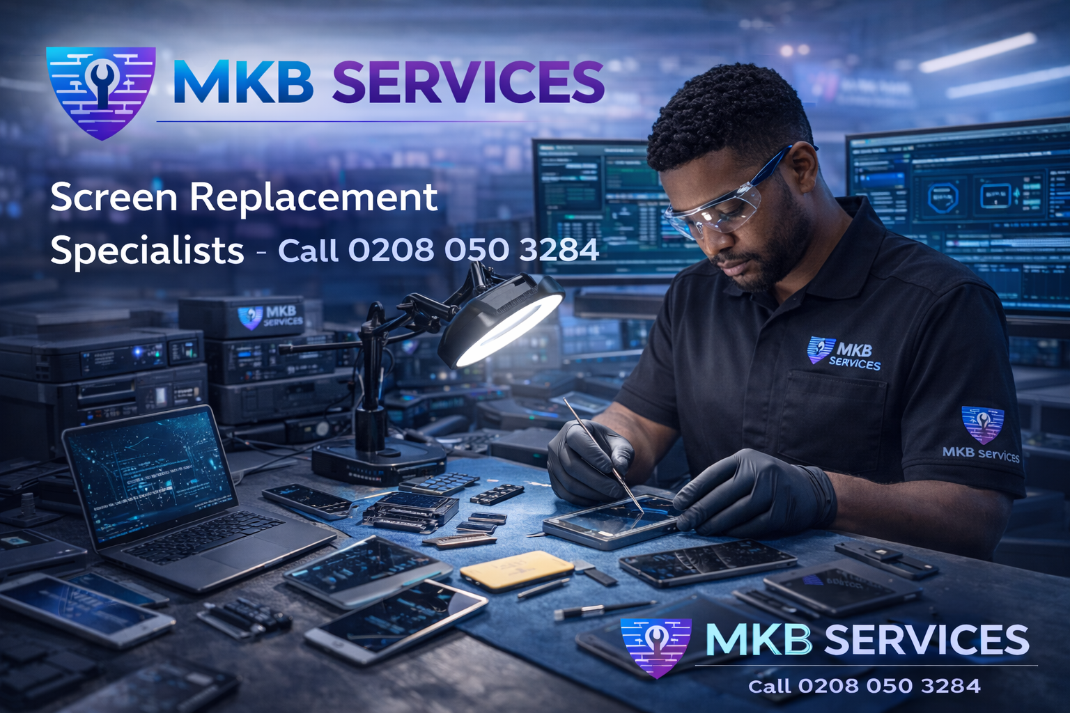 Phone repair specialist at work